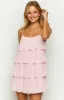 Paris Pink Ruffle Mini Dress sold by Beginning Boutique