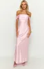 Ella Light Pink Off Shoulder Formal Maxi Dress sold by Beginning Boutique