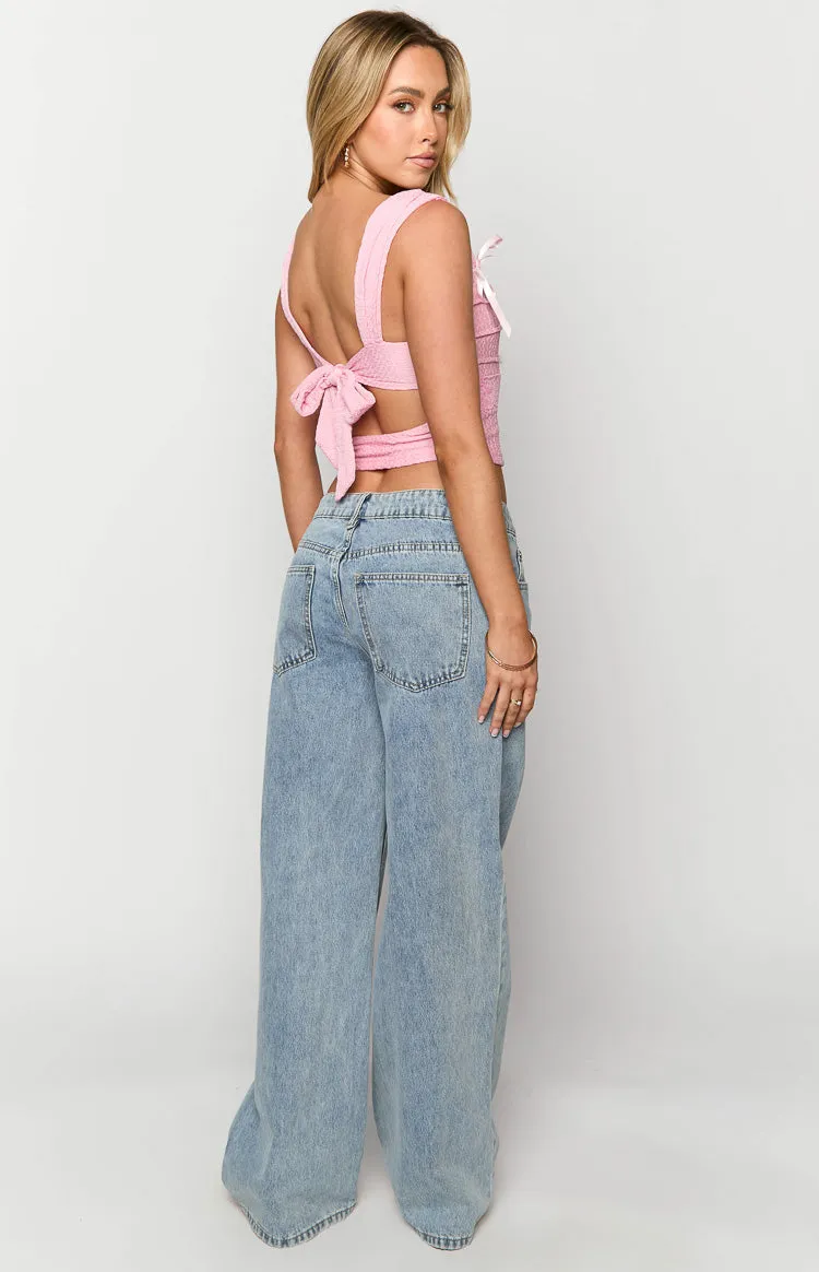 Sonny Mid Wash Low Rise Wide Leg Jeans sold by Beginning Boutique product image thumbnail 5