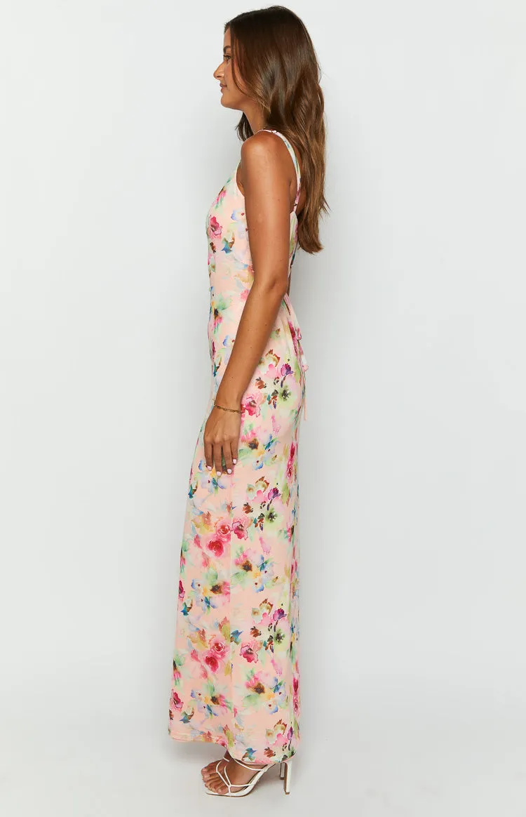 Aster Pink Floral Mesh Maxi Dress sold by Beginning Boutique product image thumbnail 4