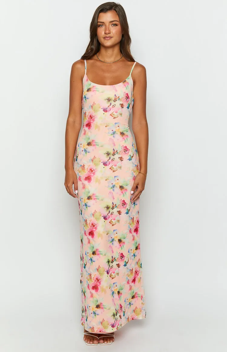 Aster Pink Floral Mesh Maxi Dress sold by Beginning Boutique product image thumbnail 2
