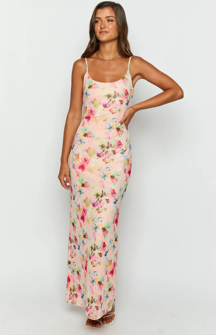 Aster Pink Floral Mesh Maxi Dress sold by Beginning Boutique product image thumbnail 3