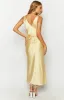 Verlaine Yellow Satin Maxi Dress sold by Beginning Boutique