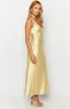 Verlaine Yellow Satin Maxi Dress sold by Beginning Boutique