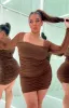 Estee Long Sleeve Mesh Party Dress Brown sold by Beginning Boutique