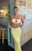 Ellah Yellow Knit Midi Skirt sold by Beginning Boutique