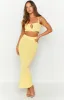 Ellah Yellow Knit Midi Skirt sold by Beginning Boutique