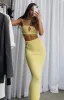 Ellah Yellow Knit Midi Skirt sold by Beginning Boutique