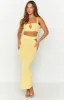 Ellah Yellow Knit Midi Skirt sold by Beginning Boutique