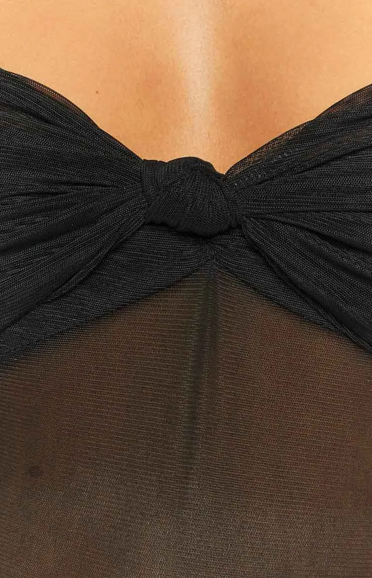 Cheyenne Black Tie Front Mesh Top sold by Beginning Boutique product image thumbnail 5