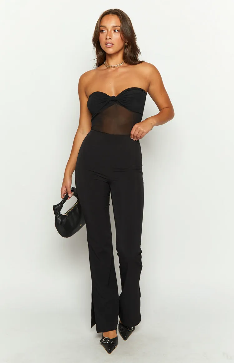 Cheyenne Black Tie Front Mesh Top sold by Beginning Boutique product image thumbnail 2