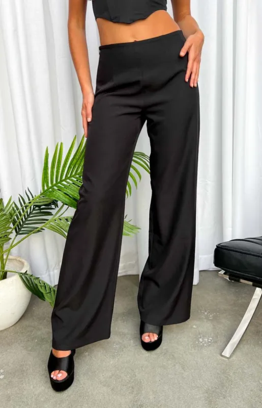 Tasha Black Mid Rise Pant sold by Beginning Boutique