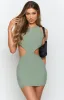 Charli Side Cut Out Mini Dress Sage sold by Beginning Boutique