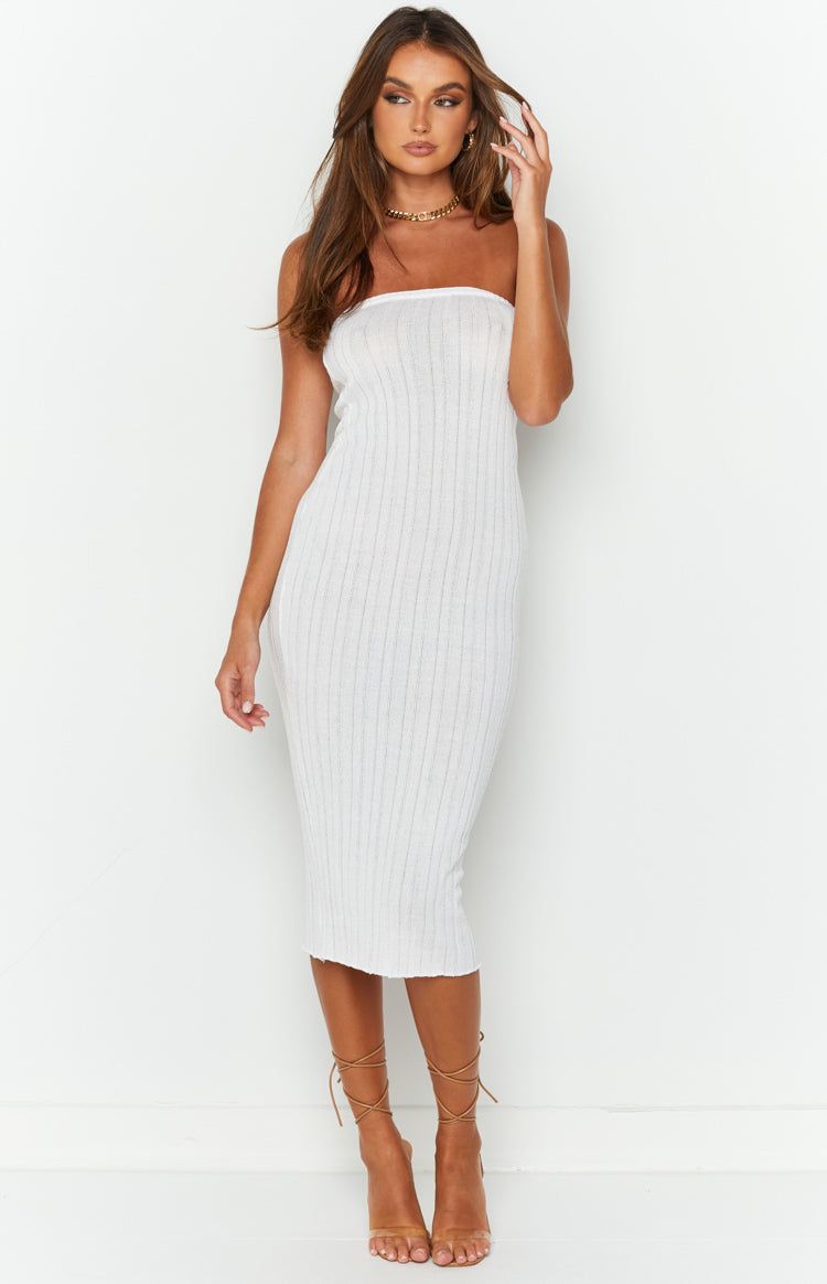 SNDYS Baha Ribbed Dress White sold by Beginning Boutique