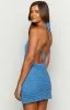 Tulip Blue Crochet Mini Dress sold by Beginning Boutique