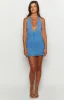 Tulip Blue Crochet Mini Dress sold by Beginning Boutique