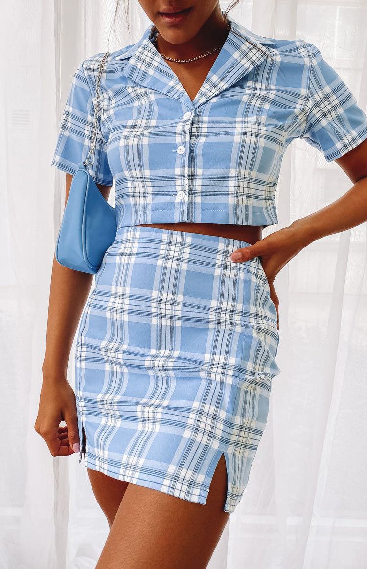 Cheers Two Piece Set Blue Check sold by Beginning Boutique product image thumbnail 13