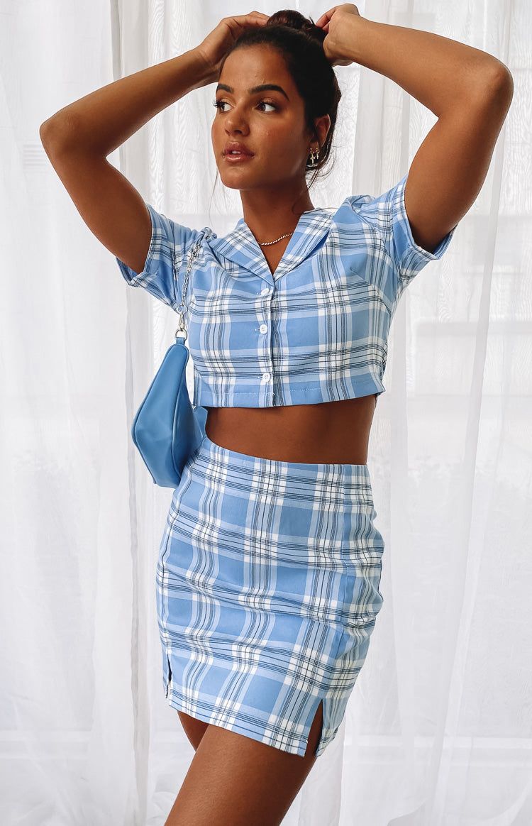 Cheers Two Piece Set Blue Check sold by Beginning Boutique product image thumbnail 2