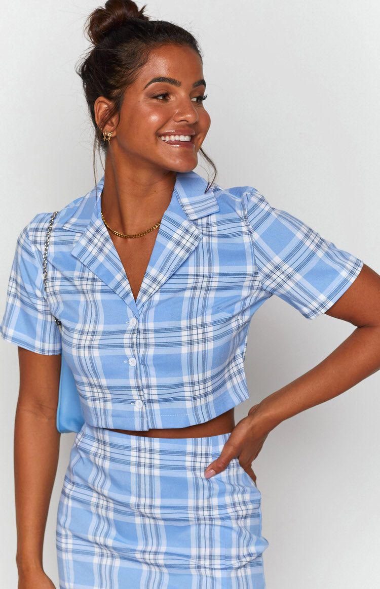 Cheers Two Piece Set Blue Check sold by Beginning Boutique product image thumbnail 8