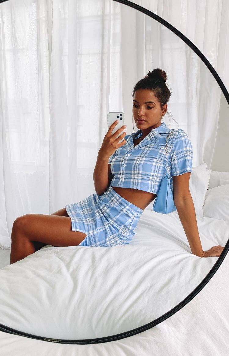 Cheers Two Piece Set Blue Check sold by Beginning Boutique product image thumbnail 14