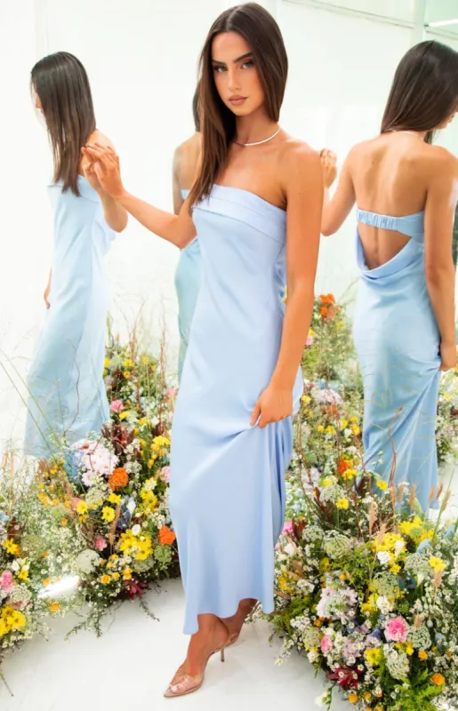 Maiah Blue Maxi Dress sold by Beginning Boutique