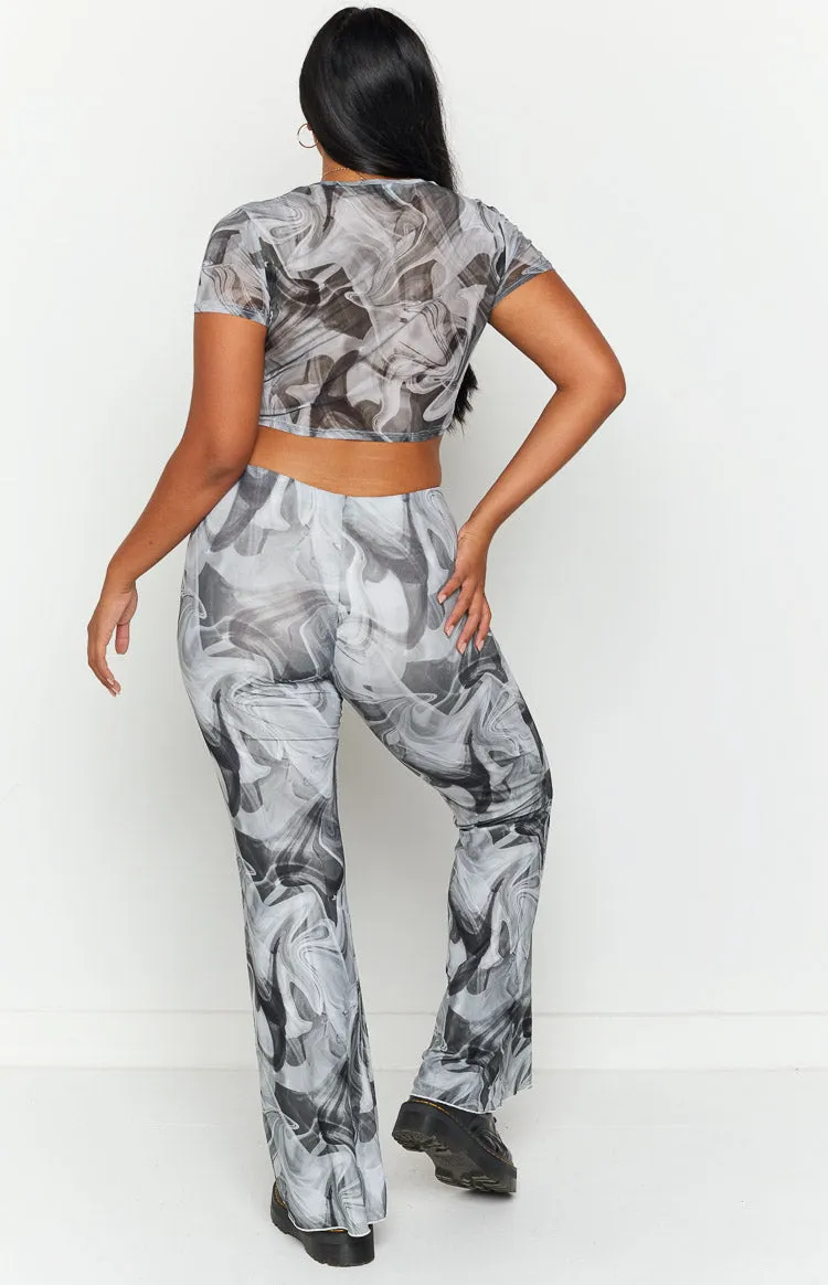 Willow Black Print Mesh Flare Pants sold by Beginning Boutique product image thumbnail 5