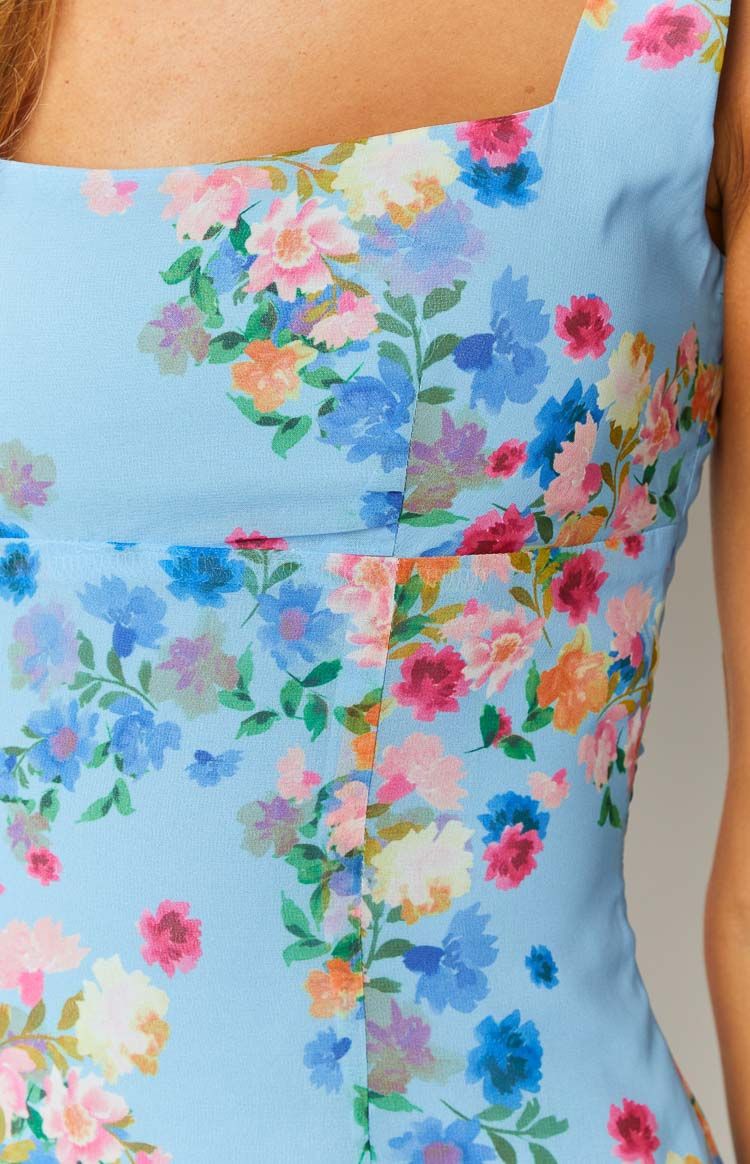 Londyn Blue Floral Print Mini Dress sold by Beginning Boutique product image thumbnail 5