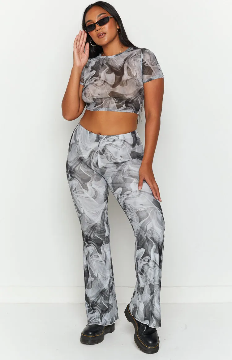 Willow Black Print Mesh Flare Pants sold by Beginning Boutique product image thumbnail 3