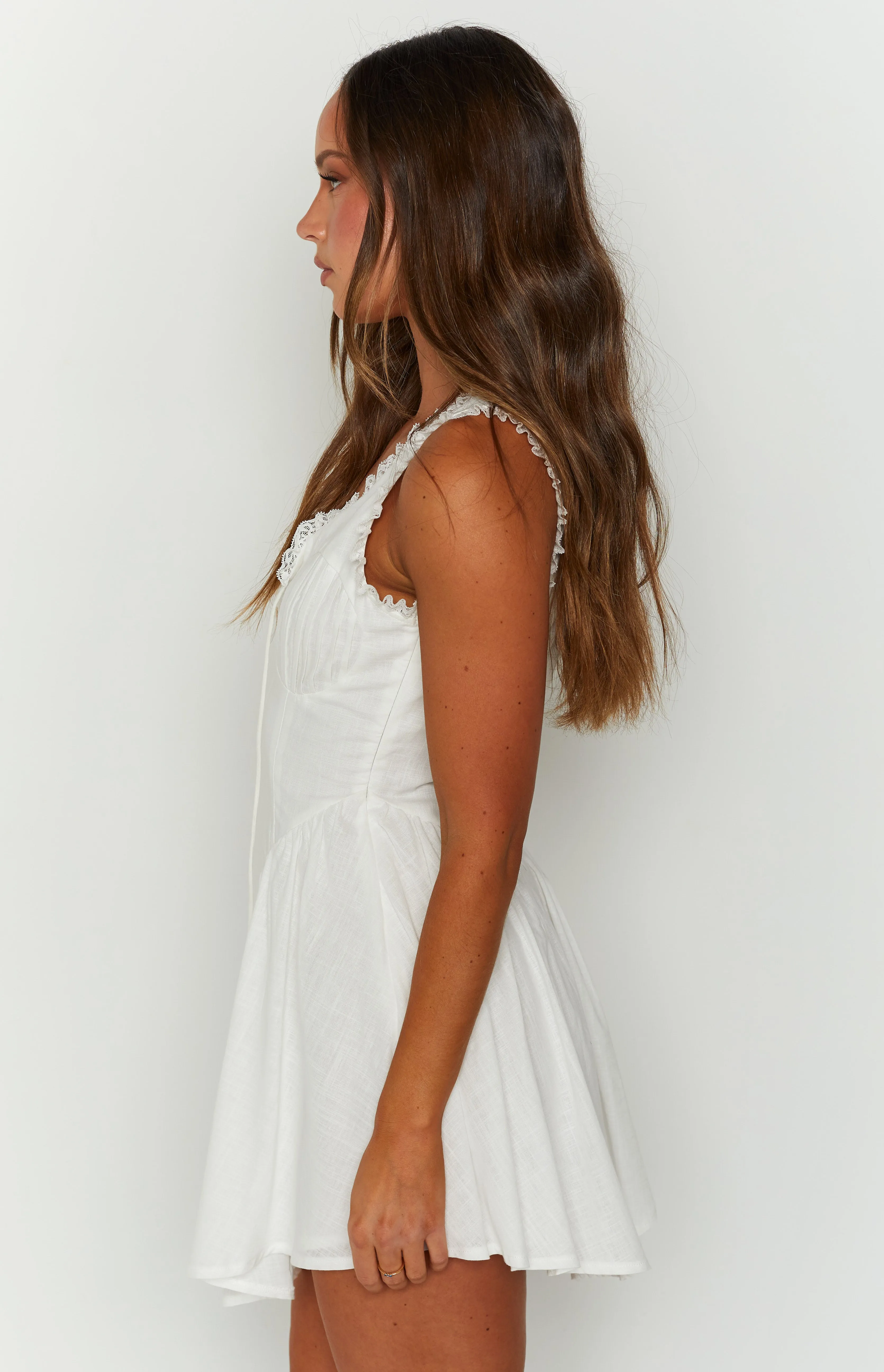 Posey White Frill Mini Dress sold by Beginning Boutique product image thumbnail 3