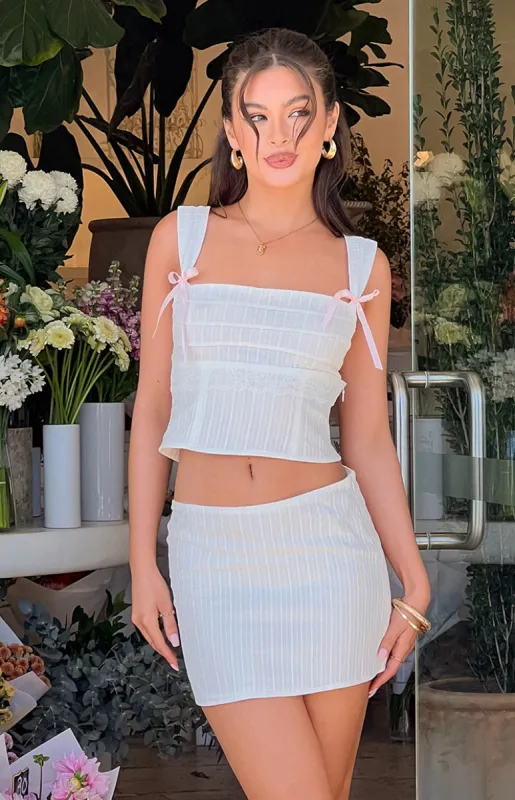 Taylor White Tie Back Crop Top sold by Beginning Boutique