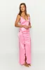 Nahanee Pink Satin Ruffle Maxi Dress sold by Beginning Boutique