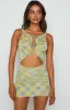 Georgie Yellow Lace Up Mini Dress sold by Beginning Boutique