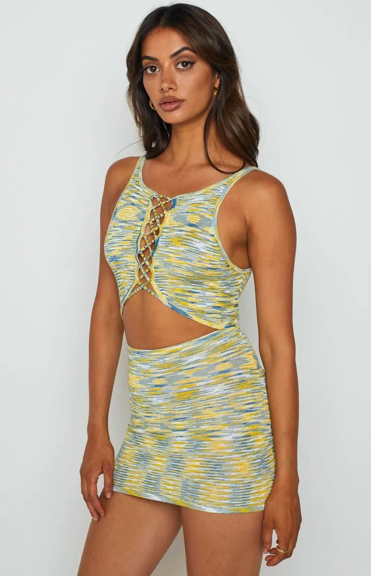 Georgie Yellow Lace Up Mini Dress sold by Beginning Boutique product image thumbnail 4