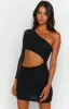 Piper Black One Sleeve Mini Dress sold by Beginning Boutique