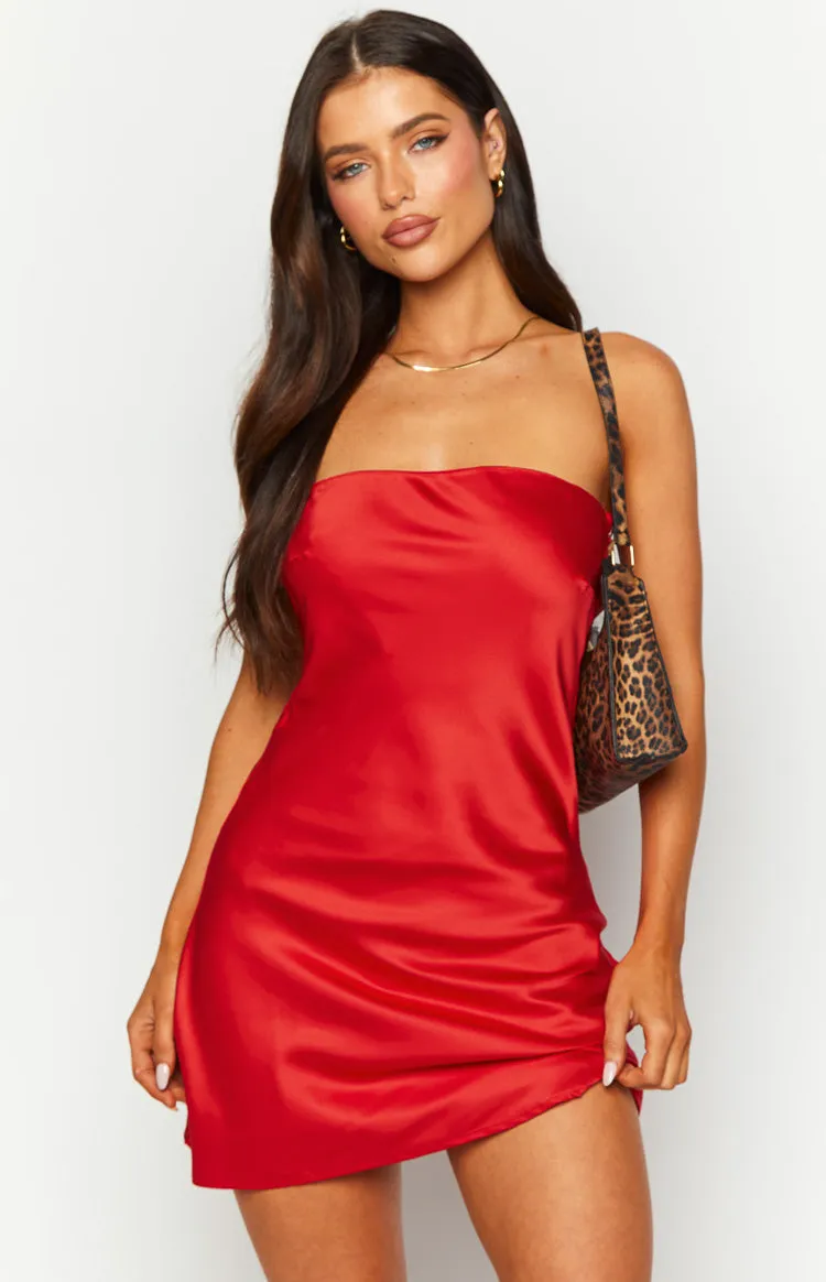 Ellie Red Strapless Mini Dress sold by Beginning Boutique