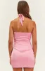 Hannah Pink Satin Halter Mini Dress sold by Beginning Boutique