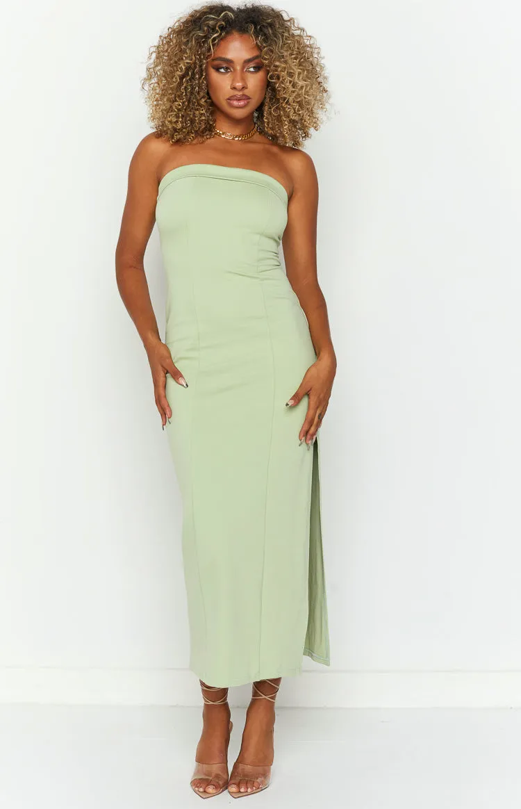 Bloom Sage Strapless Maxi Dress sold by Beginning Boutique product image thumbnail 3