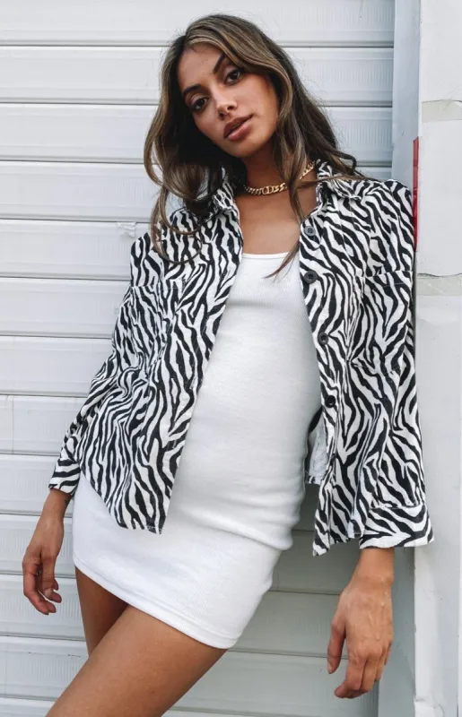 Wild At Heart Printed Shirt Zebra sold by Beginning Boutique