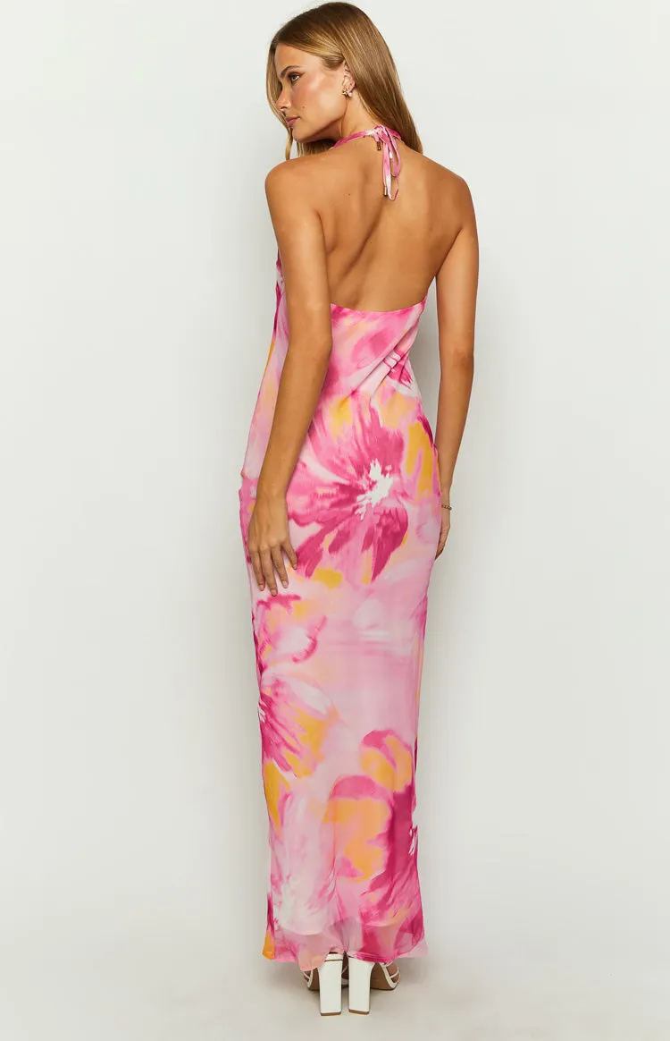 Orleans Pink Hibiscus Print Maxi Dress sold by Beginning Boutique product image thumbnail 3