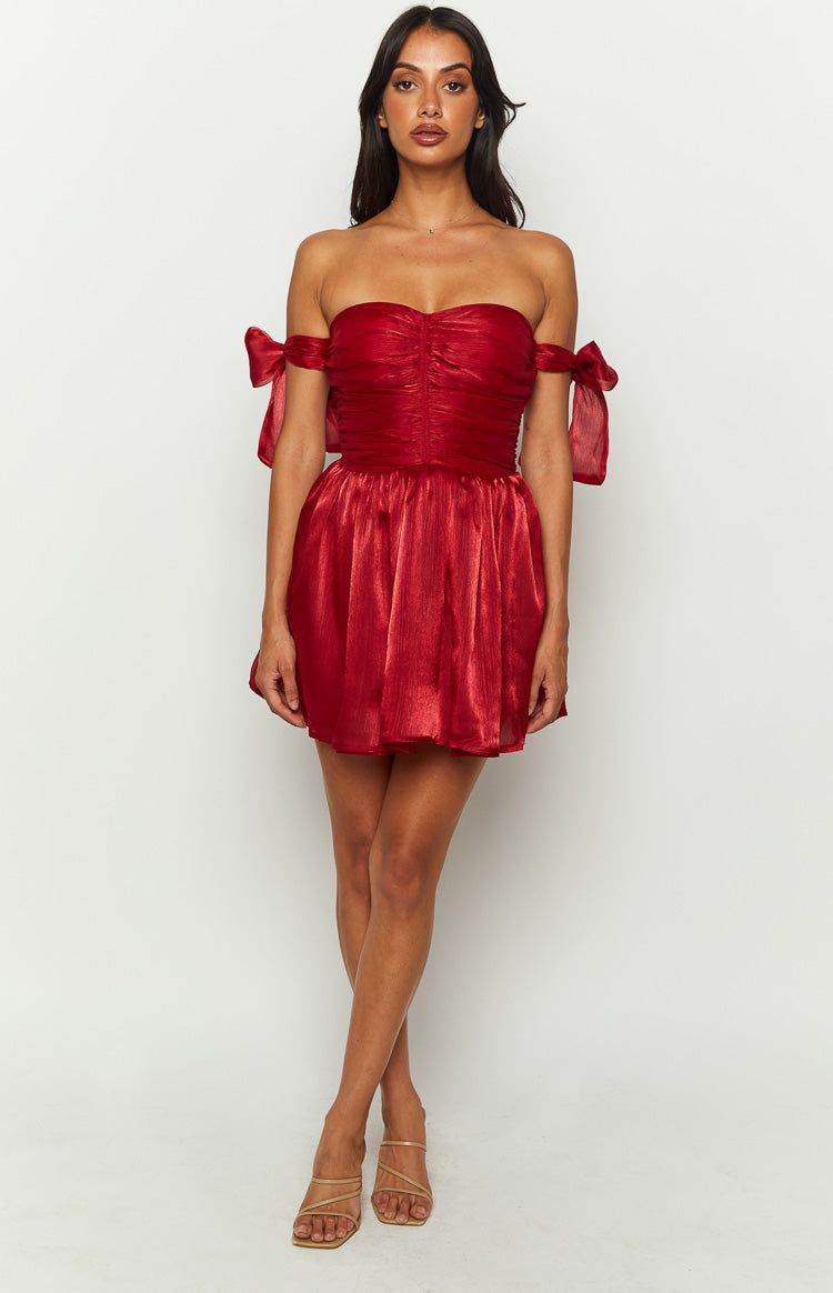 Kyli Red Mini Dress sold by Beginning Boutique product image thumbnail 4