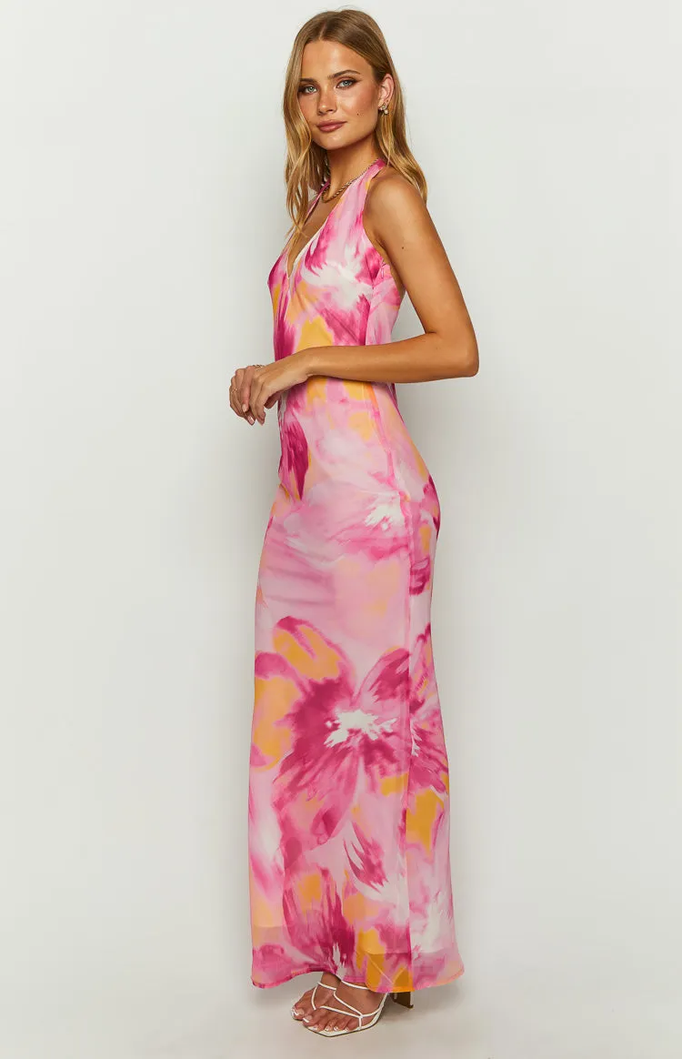 Orleans Pink Hibiscus Print Maxi Dress sold by Beginning Boutique product image thumbnail 2