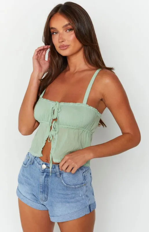 Frankie Green Crop Top sold by Beginning Boutique