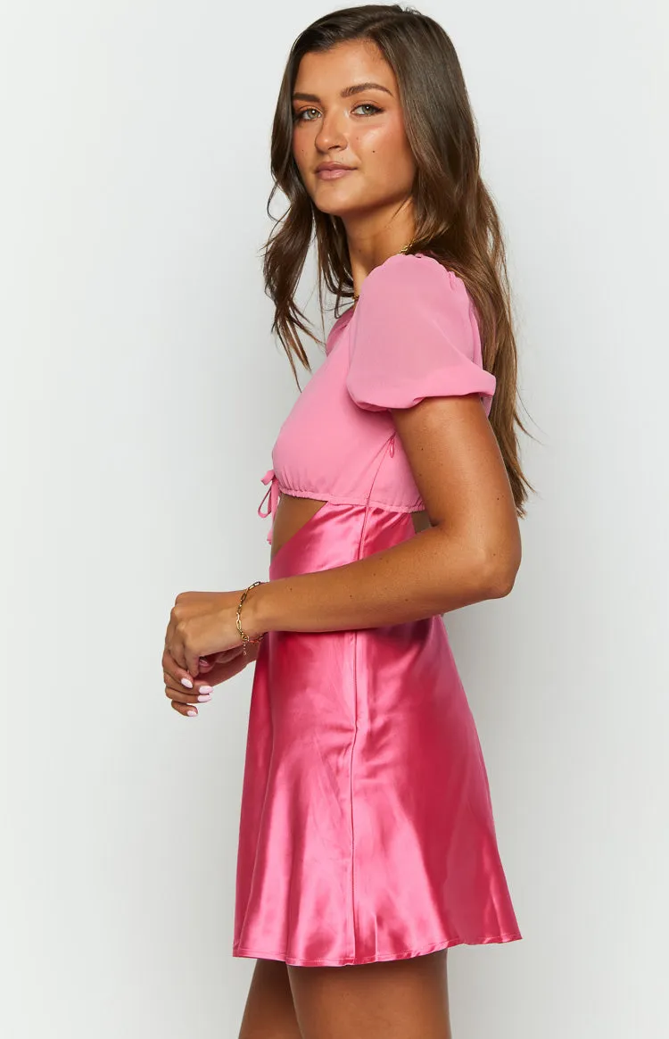 Maxine Pink Cap Sleeve Mini Dress sold by Beginning Boutique product image thumbnail 4