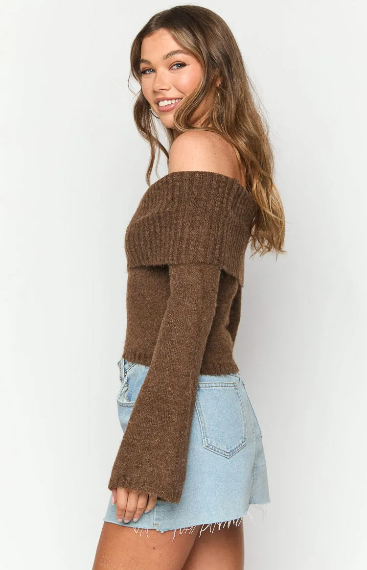 Joey Brown Off Shoulder Sweater sold by Beginning Boutique product image thumbnail 4