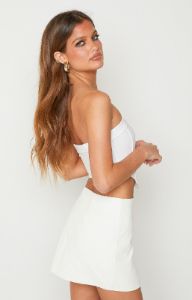 Kei White PU Mini Skirt sold by Beginning Boutique