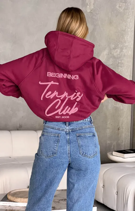 Beginning Red Tennis Club Bubble Hoodie sold by Beginning Boutique