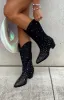 Billini Deniz Black Denim Cowboy Boots sold by Beginning Boutique