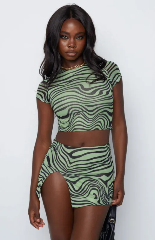 Rosalie Green Crop Top sold by Beginning Boutique