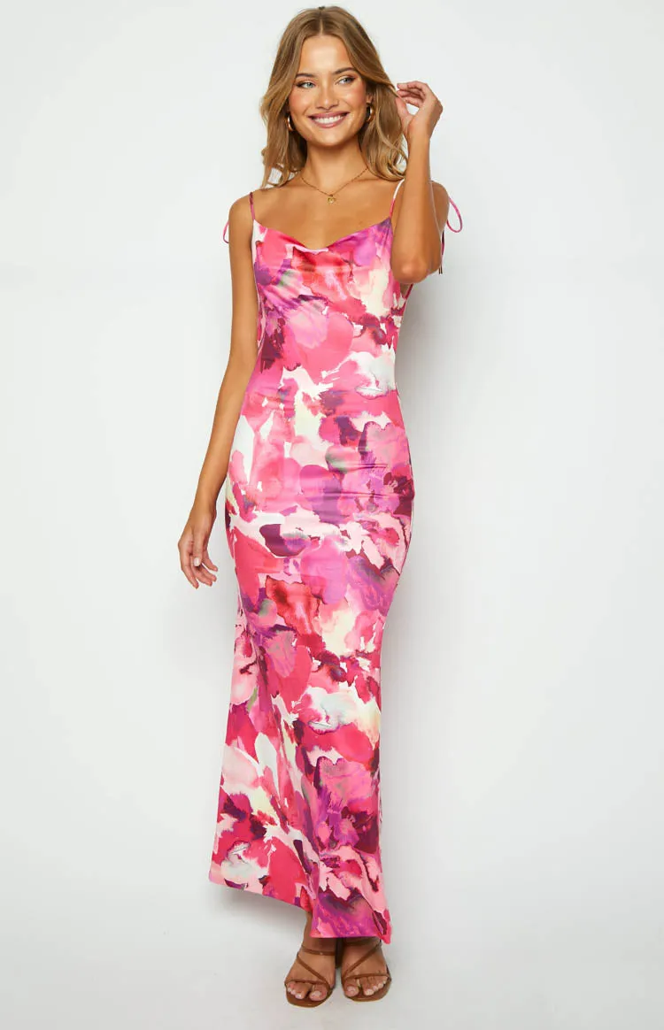 Selena Pink Print Maxi Dress sold by Beginning Boutique product image thumbnail 3