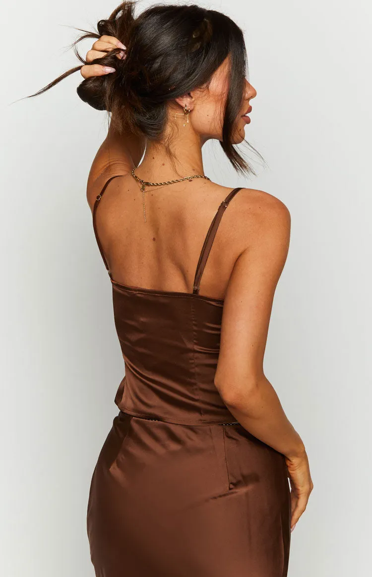 Khloe Brown Satin Cami Top sold by Beginning Boutique product image thumbnail 3
